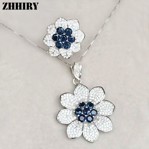 ZHHIRY Sapphire Gemstone Jewelry Set - Be@utyF@shion