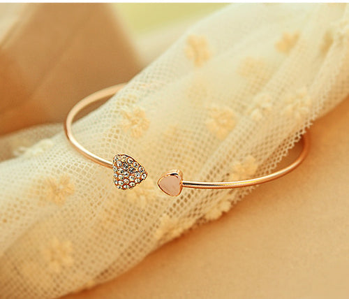 Mix wholesale.2014 New heart crystal love opening gold Siliver plated bracelet crystal bracelets bangles for women - Be@utyF@shion