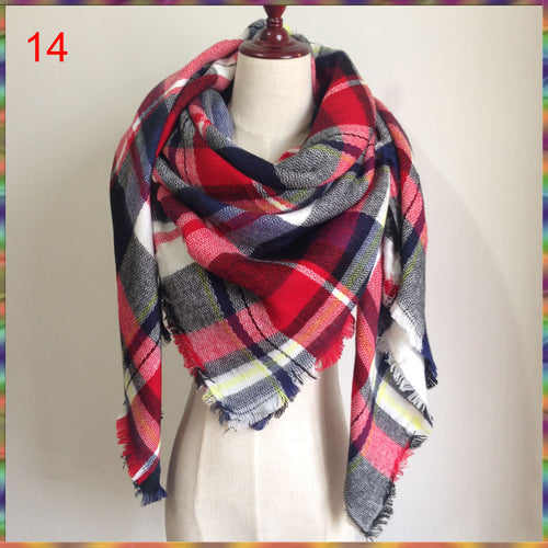 2015 Za Winter Autumn scarf Knit oversize blanket tartan plaid stole Designer Women Bandana Acrylic scarf shawl 140x140cm wrap - Be@utyF@shion