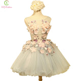 SSYFashion New Arrvial Sweet Flower Cocktail Dress Bride Banquet Sweet Organza Sleeveless Appliques Mini Party Ball Gown Custom - Be@utyF@shion