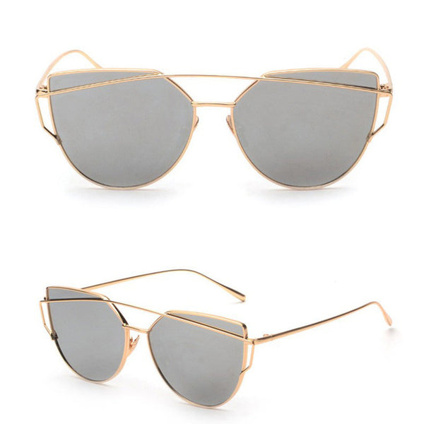 Newest Cat Eye Sunglasses Women Brand Designer Twin-Beams Sun Glasses Mirror Sunglasses Flat Panel Love Punch Clear Drop Ship - Be@utyF@shion