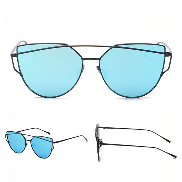 Newest Cat Eye Sunglasses Women Brand Designer Twin-Beams Sun Glasses Mirror Sunglasses Flat Panel Love Punch Clear Drop Ship - Be@utyF@shion