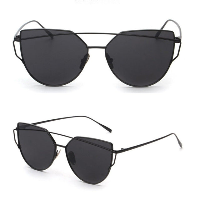 Newest Cat Eye Sunglasses Women Brand Designer Twin-Beams Sun Glasses Mirror Sunglasses Flat Panel Love Punch Clear Drop Ship - Be@utyF@shion