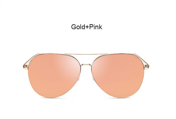 New Fashion Flat Lens Mirror aviation Sunglasses Women Stylish Sun Glasses Lady Men Metal Frame Eyewear High Quality - Be@utyF@shion