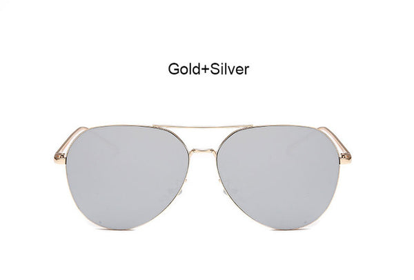 New Fashion Flat Lens Mirror aviation Sunglasses Women Stylish Sun Glasses Lady Men Metal Frame Eyewear High Quality - Be@utyF@shion