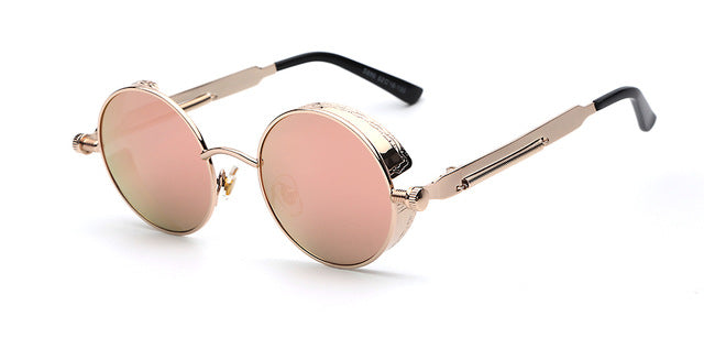 Maxglasiz Brand new 2016 Mirror Lens Round Glasses Goggles Steampunk Sunglasses Vintage Retro For men and women Hisper Eyewear - Be@utyF@shion