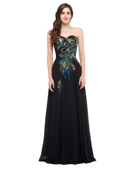 Elegant 2017 Blue Apricot Peacock Evening Dress - Be@utyF@shion