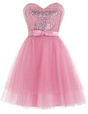 Kate Kasin Short Cocktail Dresses 2017 Sequins Pink Tulle Party Dress Special Occasion Dresses Apricot Cocktail Gown 0114 - Be@utyF@shion