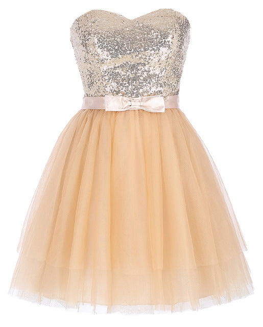 Kate Kasin Short Cocktail Dresses 2017 Sequins Pink Tulle Party Dress Special Occasion Dresses Apricot Cocktail Gown 0114 - Be@utyF@shion