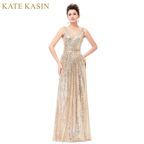 Luxury Gold Silver Long Sequin Evening Dress Pink - Be@utyF@shion