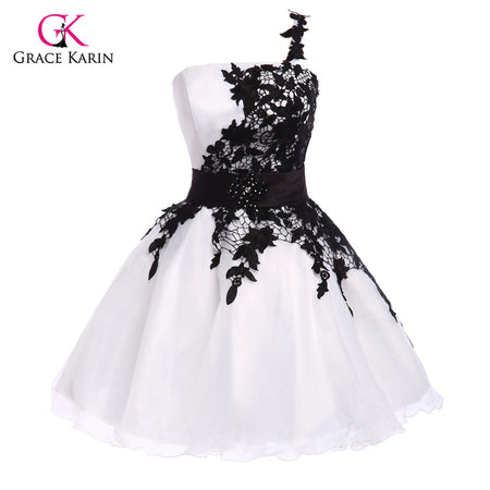 Sexy Tulle Ball Gown Embroidery Peacock Cocktail Dress Black White Party Gown Short Cocktail Dresses Prom Dress 2017 C4975