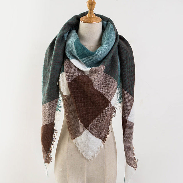 Za Winter Scarf 2017 Tartan Cashmere Scarf Women Plaid Blanket Scarf New Designer Acrylic Basic Shawls Women's Scarves and Wraps - Be@utyF@shion