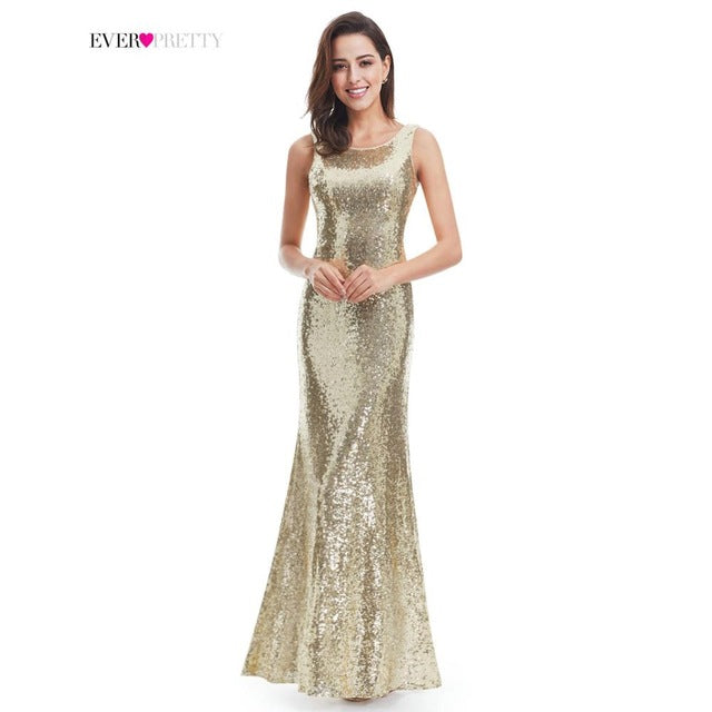 Gold Long Evening Dress Ever Pretty Back Cowl Neck EP07110GD Shine Sequin Sparkle Elegant Women 2017 Evening Party Gown - Be@utyF@shion