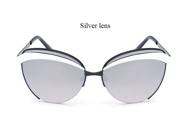 Cat Eye Rimless Brand Designer Fashion Women Sunglasses Lady Female UV400 Sun Glasses metal Frame Hot - Be@utyF@shion