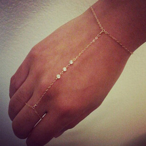 Multi Bangle Slave Chain Link Interweave Finger Rings Hand Harness Bracelets Gold Pulseiras  ns18 - Be@utyF@shion