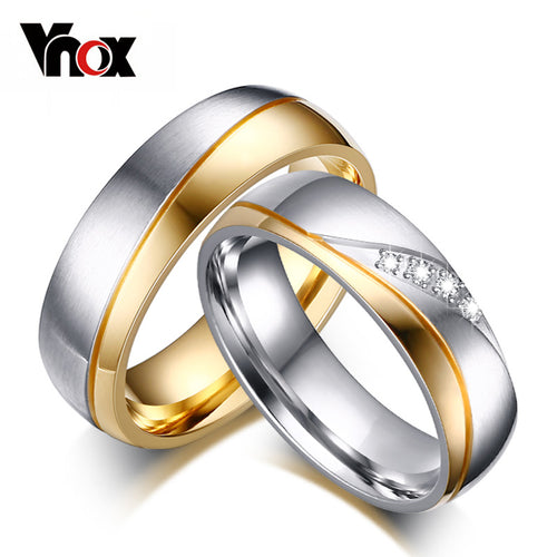 Vnox Rings For Women Man Wedding Ring Gold-color 316l Stainless Steel Promise Jewelry - Be@utyF@shion