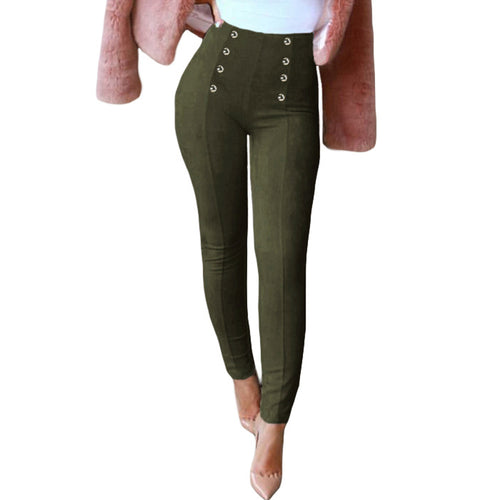 Sexy Women Slim Faux Suede Pants Push Up Trousers - Be@utyF@shion