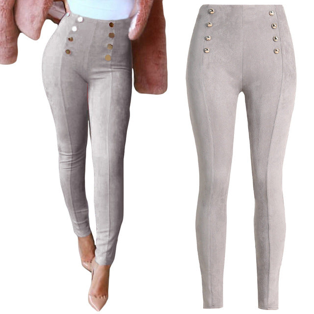 Sexy Women Slim Faux Suede Pants Push Up Trousers - Be@utyF@shion