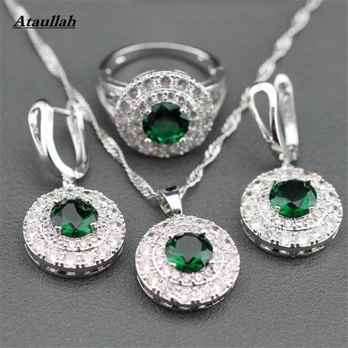 Ataullah 4 Color Beryl Crystal Wedding Jewelry Sets for Women Brides Earrings Ring Necklace Bridal Crystal Jewelry Sets JWS003 - Be@utyF@shion