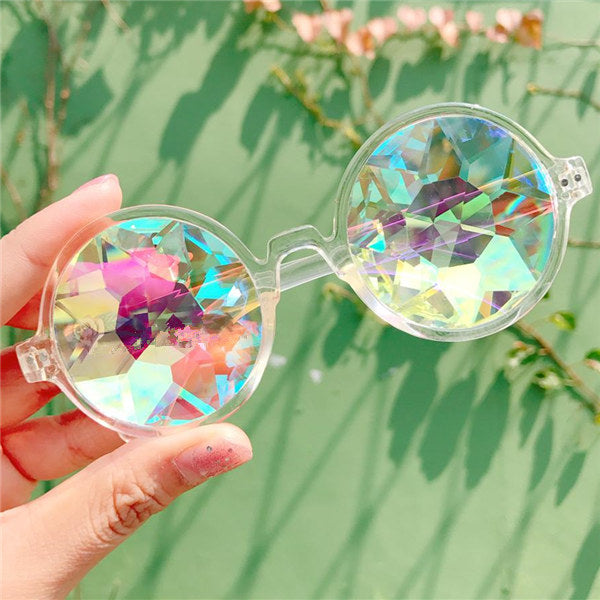 UVLAIK Round Kaleidoscope Sunglasses Men Women Celebrity Party Eyewear Colorful Kaleidoscope Glasses - Be@utyF@shion