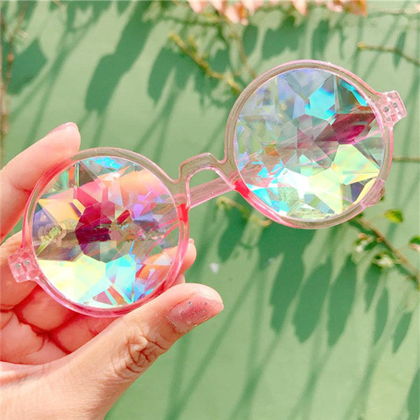 UVLAIK Round Kaleidoscope Sunglasses Men Women Celebrity Party Eyewear Colorful Kaleidoscope Glasses - Be@utyF@shion