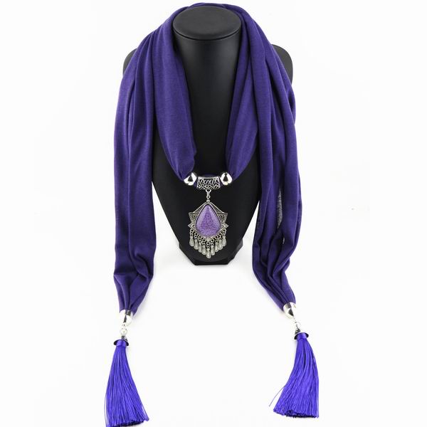 New Arrivals Fashion Women Alloy Square Pendant Scarf Necklace Wrap Jewelry Luxury Feminina Warm Cotton Scarves Necklace Women - Be@utyF@shion