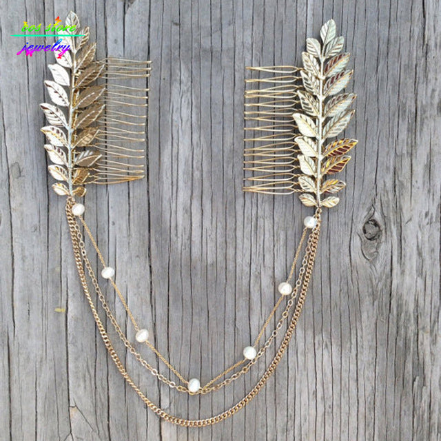 3 Styles ! 2017 Summer Style Bohemia Leaves Head Crown Gold/Silver Chain And Leaves Hair Comb Wedding Hair Accessories Bijoux - Be@utyF@shion