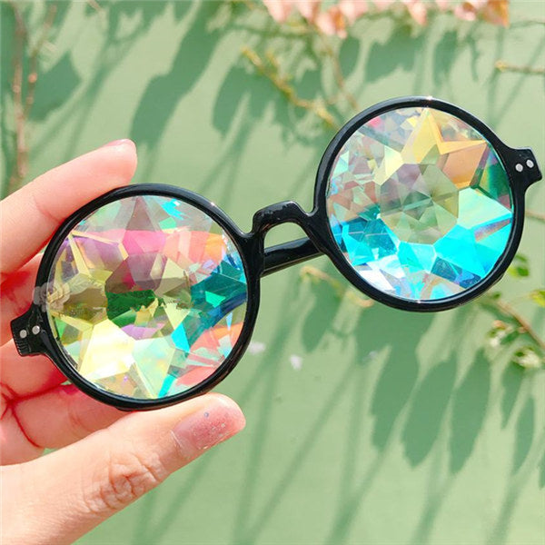 YOOSKE Sunglasses Retro Round Kaleidoscope Sunglasses Men Women Designer Kaleidoscope Glasses Cosplay goggles - Be@utyF@shion