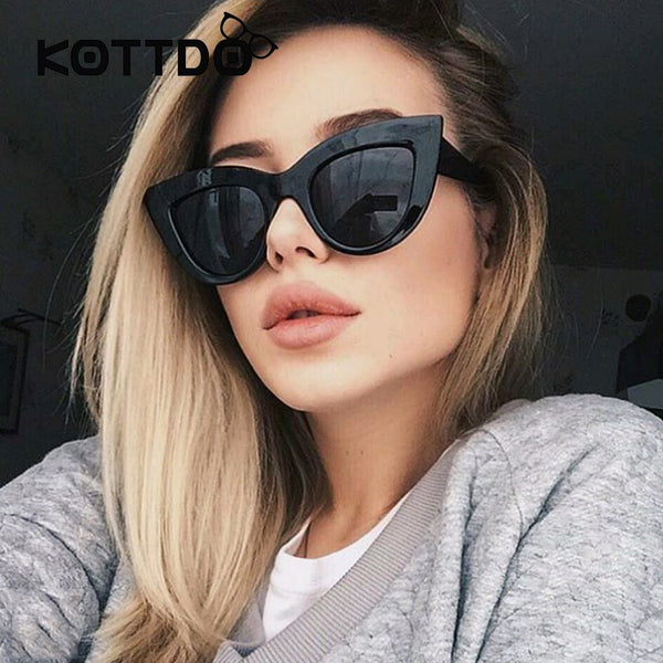 Rose Gold Cat Eye Sunglasses For Women Pink Mirror Shades Female Sun Glasses Black White Coating Cateye Aviation Oculos 2017 - Be@utyF@shion