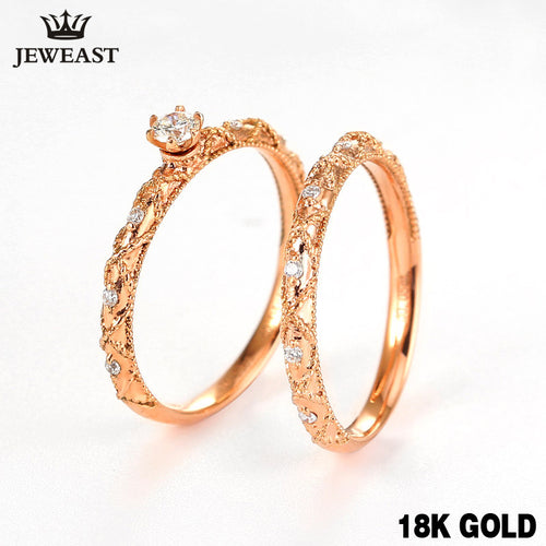 18K Gold Diamond Ring Retro Wedding Propose Party Women Men Lady Miss Girl Gift Ring Role Natural Real Solid 750 Good Hot Custom - Be@utyF@shion