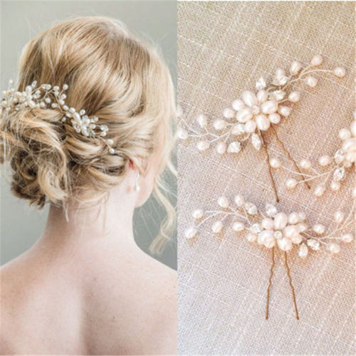 New Fashion Bridal Hair Accessories Pearl Beaded Crystal Hairpin Flower Hair Pin Stick Wedding Jewelry - Be@utyF@shion