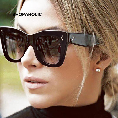 Rose Gold Cat Eye Sunglasses For Women Pink Mirror Shades Female Sun Glasses Black White Coating Cateye Aviation Oculos 2017