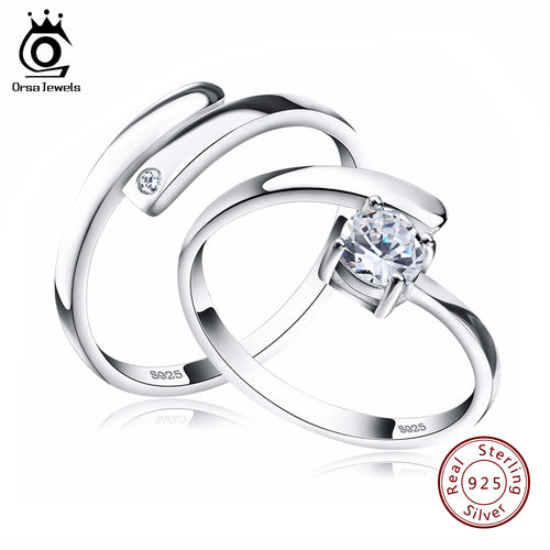 ORSA JEWELS 925 Silver Ring Set with CZ Fine Jewelry for Women Men 2017 New Resizable Real 925 Sterling Silver Jewelry SR22 - Be@utyF@shion
