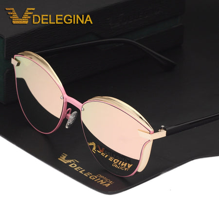 Rose Gold Cat Eye Sunglasses For Women Pink Mirror Shades Female Sun Glasses Black White Coating Cateye Aviation Oculos 2017