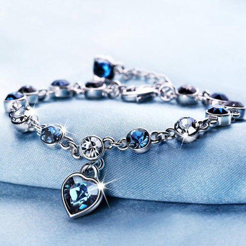 LYIYUNQ Fashion Bracelet Hot Wedding Female Heart Crystal Bracelets For Women Luxury Temperament Silver-Color Fine Jewelry Gift - Be@utyF@shion