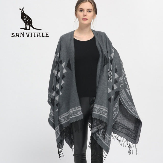 Women Scarves Shawls Winter Warm Scarf Luxury Brand Soft Fashion Thicken Plaids Pareo Wraps Blankets Wool Cashmere Cloaks Stoles - Be@utyF@shion