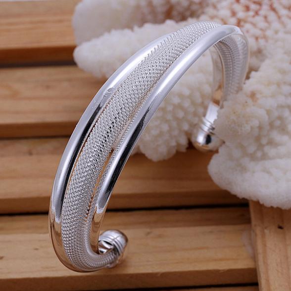 B019  Free Shipping! SGS Test Past Latest Trendy Classic 925 Stamped silver plated jewelry Hot sell Bangle Wholesale Price - Be@utyF@shion