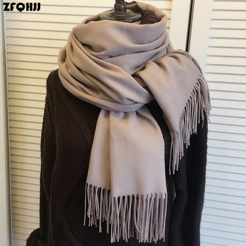 ZFQHJJ 200cmx70cm Winter Oversize Scarves Simple Fashion Warm Blanket Unisex Solid Wraps Cashmere Scarf Shawl Pashmina 20 colors - Be@utyF@shion