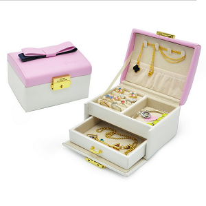 New type High Quality  Butterfly Leather Jewelry Box with bow Korean Style leather jewelry display  Birthday gift box for girl - Be@utyF@shion