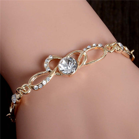 Elegant Deluxe Silver Rhinestone Crystal Bracelet Bangle Jewelry For Women Girl Gift