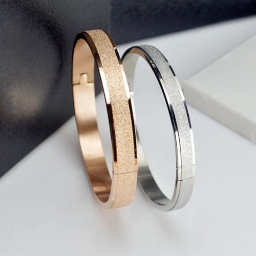 Simple Rose Gold Fashion Punk Luxury Love Bracelets Bangles Grind Arenaceous Frosted Bracelets For Women Men Couple Cool Jewelry - Be@utyF@shion