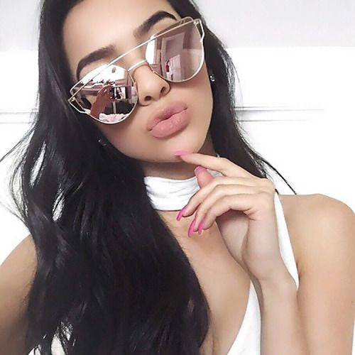 VCKA Cat Eye Sunglasses Women Brand Vintage Fashion Rose Gold Mirror Sun Glasses Unique Flat Ladies Sunglasses Oculos UV400 - Be@utyF@shion