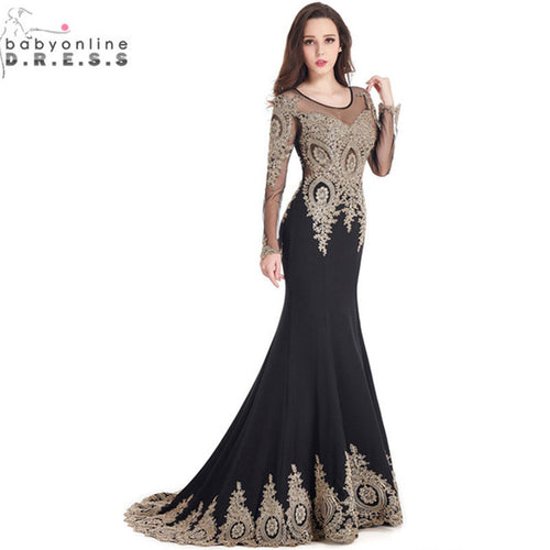 Robe de Soiree Longue Real Kaftan Dubai Black Long Sleeve Mermaid Evening Dresses 2017 Formal Evening Gowns China Vestido Longo - Be@utyF@shion