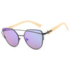 HDCRAFTER Cat Eye Wood Bamboo Sunglasses Women Fashion Mirror Sunglasses Women Brand Designer HD Glasses - Be@utyF@shion