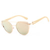 HDCRAFTER Cat Eye Wood Bamboo Sunglasses Women Fashion Mirror Sunglasses Women Brand Designer HD Glasses - Be@utyF@shion