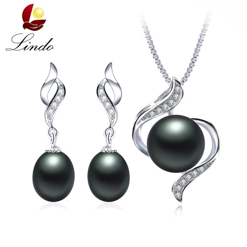 High Quality 925 Sterling Silver Jewelry Sets For Women 100% Natural Freshwater Pearl Necklace And Earrings Hot Selling Lindo - Be@utyF@shion