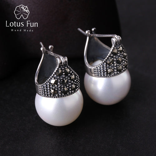 Lotus Fun Real 925 Sterling Silver Natural Handmade Designer Fine Jewelry Vintage Fashion Drop Earrings for Women Brincos Bijoux - Be@utyF@shion