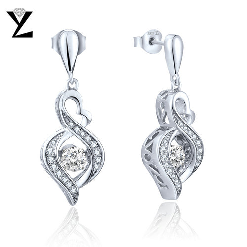 YL Dancing Topaz Stone 925 Sterling Silver Infinity Drop Earrings Long Hanging Earrings for Women Wedding Engagement Jewelry - Be@utyF@shion