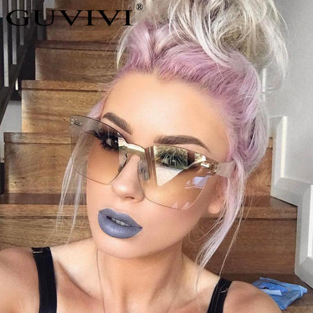 Rose Gold Cat Eye Sunglasses For Women Pink Mirror Shades Female Sun Glasses Black White Coating Cateye Aviation Oculos 2017