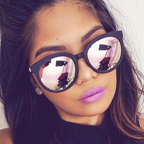 cat eye pink sunglasses women shades mirror female square sunglasses female coating oculos 2018 fashion brand round glasses men - Be@utyF@shion